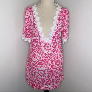 Shoshanna Pink and White Swim Coverup